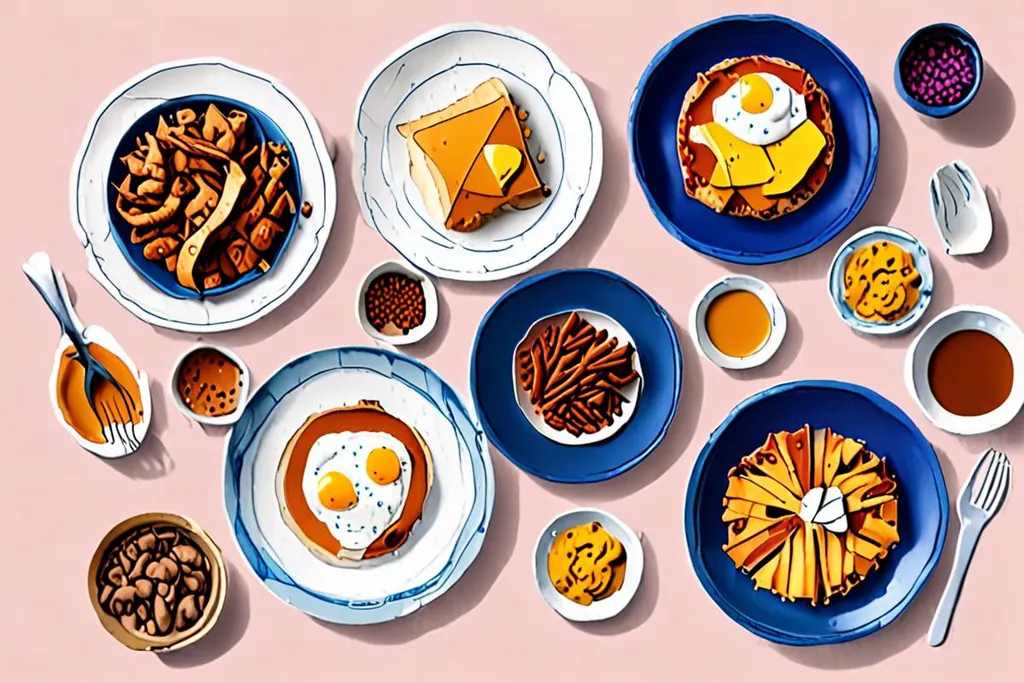 A paper-cut collage of a braai table with a grid of sausages and chops over coals, a bowl of chakalaka and pap, a bunny chow and sliced biltong on a board.